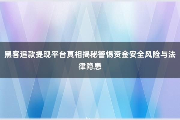 黑客追款提现平台真相揭秘警惕资金安全风险与法律隐患